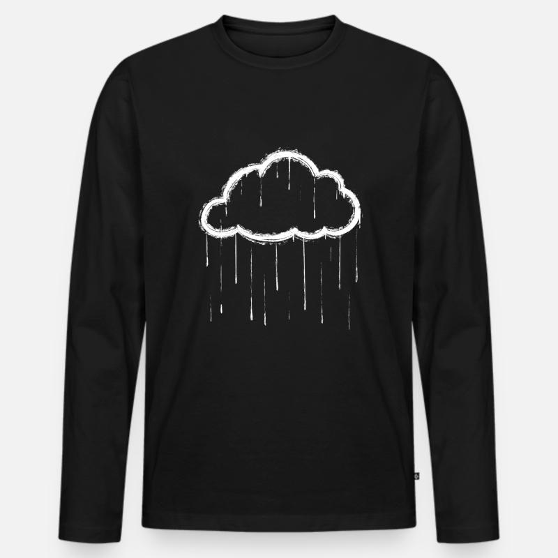 Wolke - Rainy Cloud - Männer Premium Bio Langarmshirt - Schwarz