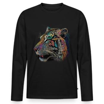 Tiger Big Cat Animals Gift Art Animal Motif - Men's Premium Organic Long Sleeve Shirt - black - Front - Nico (187cm)