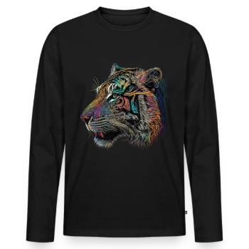 Tiger Big Cat Animals Gift Art Animal Motif - Men's Premium Organic Long Sleeve Shirt - black - Front - Nico (187cm)