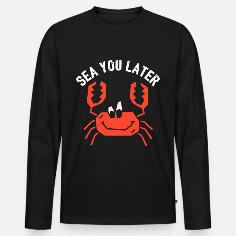 Krabbenmeer Sie später - Männer Premium Bio Langarmshirt - Schwarz