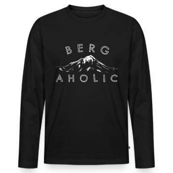 Berg-aholic - Berg Berge Alpen - Ich liebe Wandern - Männer Premium Bio Langarmshirt - Schwarz - Vorne - Nico (187cm)
