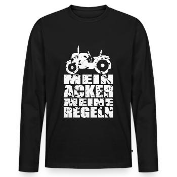 Mein Acker meine Regeln, lustiges Landwirt Shirt - Männer Premium Bio Langarmshirt - Schwarz - Vorne - Nico (187cm)