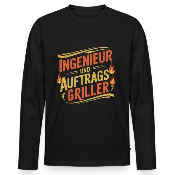 Ingenieur und Auftragsgriller - Männer Premium Bio Langarmshirt - Schwarz - Vorne - Nico (187cm)