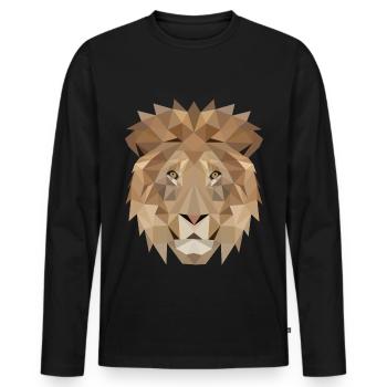 Lion Polygon Lion Head Zodiac Sign Gift Idea - Men's Premium Organic Long Sleeve Shirt - black - Front - Nico (187cm)