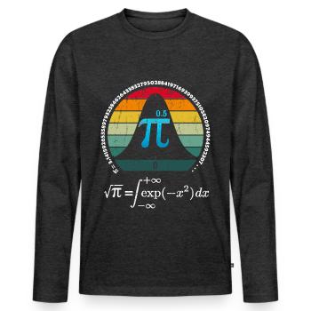 Idée cadeau prof de Maths : Pi et loi normale - T-shirt manches longues Premium bio Homme - anthracite chiné - Devant - Nico (187cm)