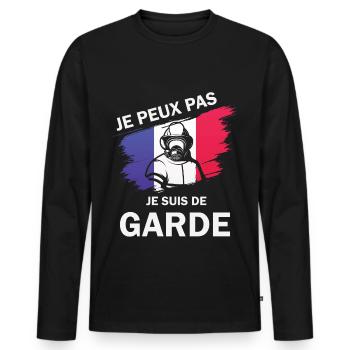 Je peux pas je suis de garde : Cadeau drôle cool - T-shirt manches longues Premium bio Homme - noir - Devant - Nico (187cm)