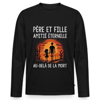 Père et fille amis pour la vie fête des pères cool - T-shirt manches longues Premium bio Homme - noir - Devant - Nico (187cm)