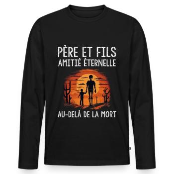 Père et fille amis pour la vie fête des pères cool - T-shirt manches longues Premium bio Homme - noir - Devant - Nico (187cm)