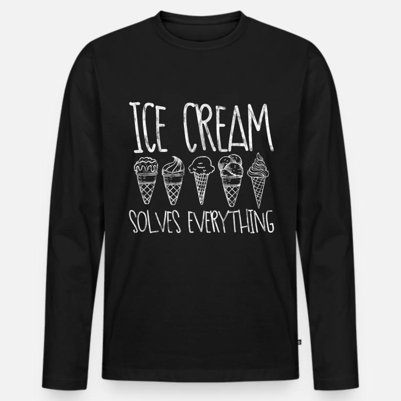 Ice Cream Solves Everything 3 - Männer Premium Bio Langarmshirt - Schwarz