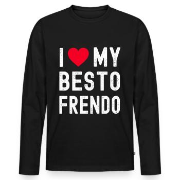 l heart my besto frendo I love my : Cool et drôle - T-shirt manches longues Premium bio Homme - noir - Devant - Nico (187cm)