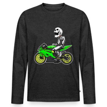 Motorcycle Lifestyle / Motorrad / Motorräder biker - Männer Premium Bio Langarmshirt - Anthrazit meliert - Vorne - Nico (187cm)