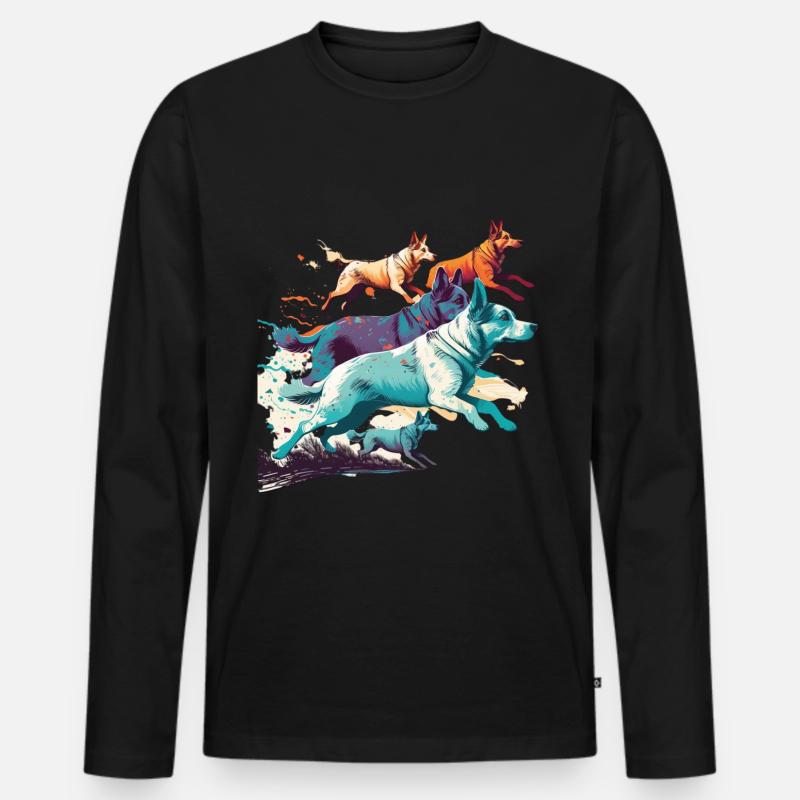 Bunte Hunde - Hunde Gruppe - Männer Premium Bio Langarmshirt - Schwarz