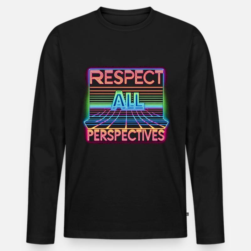 Respect All Perspectives - Männer Premium Bio Langarmshirt - Schwarz