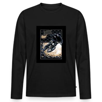 Motard de rue - T-shirt manches longues Premium bio Homme - noir - Devant - Nico (187cm)
