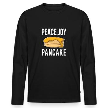 Drôle de proverbes drôles PEACE JOY CADEAU DE PANCAKE - T-shirt manches longues Premium bio Homme - noir - Devant - Nico (187cm)