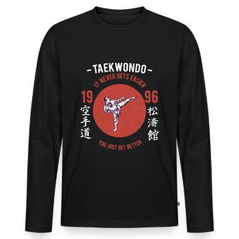 Taekwondo Karate Aikido Kickboxen Kickboxer Shirt - Männer Premium Bio Langarmshirt - Schwarz - Vorne - Nico (187cm)