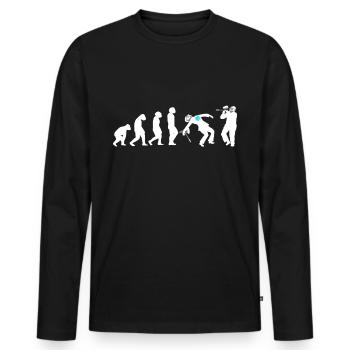 Evolution Paintball Airsoft Softair Team Spieler - Männer Premium Bio Langarmshirt - Schwarz - Vorne - Nico (187cm)