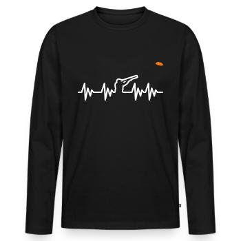 Heartbeat clay pigeon shooting throwing target - Men's Premium Organic Long Sleeve Shirt - black - Front - Nico (187cm)