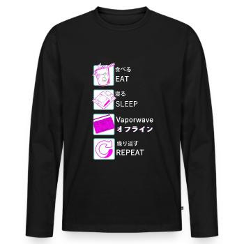 Vaporwave EAT SLEEP Vaporwave REPEAT - T-shirt manches longues Premium bio Homme - noir - Devant - Nico (187cm)