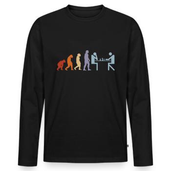 Evolution Échiquier échiquier vintage - T-shirt manches longues Premium bio Homme - noir - Devant - Nico (187cm)