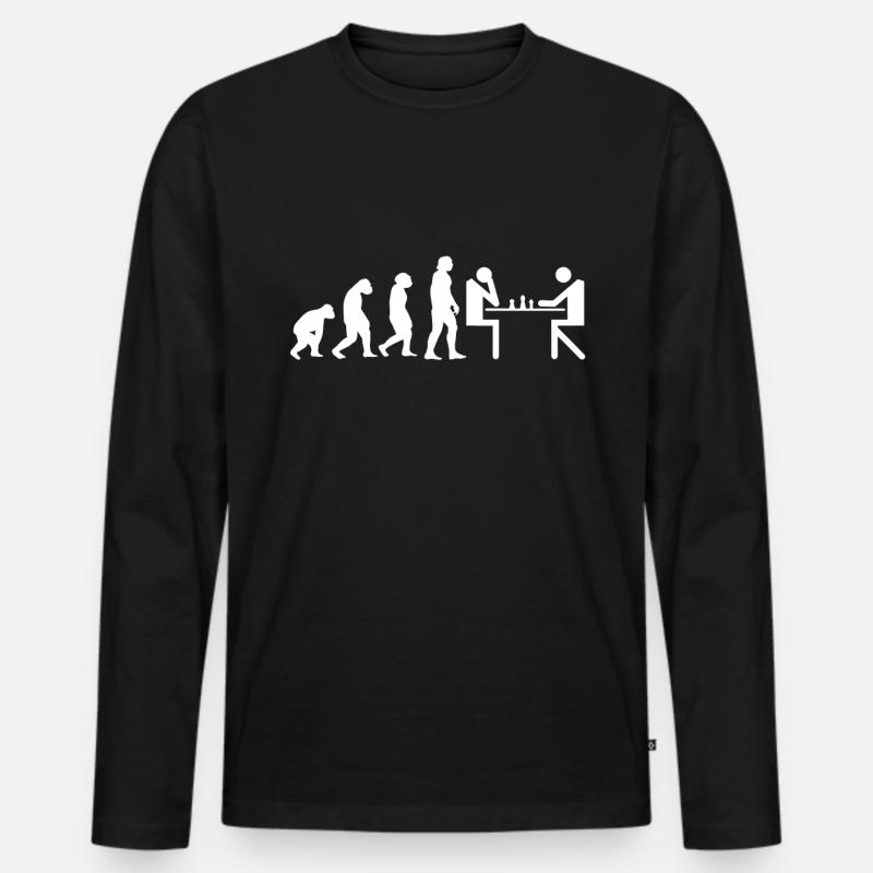 Evolution Schach Schachbrett Schachfigur - Männer Premium Bio Langarmshirt - Schwarz