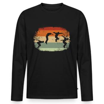 Parkour Vintage Parkour Runner Obstacle Parkour - Men's Premium Organic Long Sleeve Shirt - black - Front - Nico (187cm)