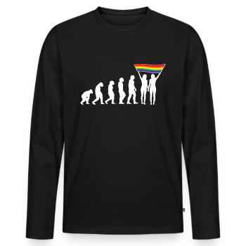 LGBTQ Evolution lesbienne pride lesbiennes drapeau - T-shirt manches longues Premium bio Homme - noir - Devant - Nico (187cm)
