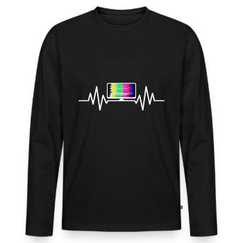 TV streaming cardio-battements tv séries Movie Internet - T-shirt manches longues Premium bio Homme - noir - Devant - Nico (187cm)