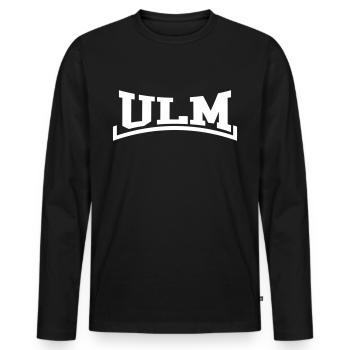 Ulm - Männer Premium Bio Langarmshirt - Schwarz - Vorne - Nico (187cm)