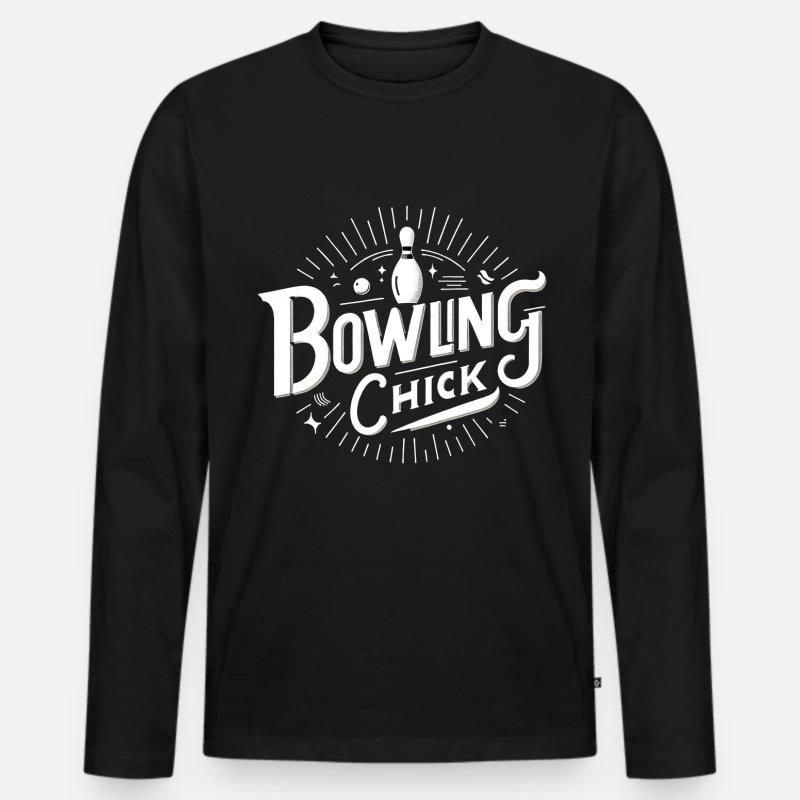 Bowling Chick 19 - Männer Premium Bio Langarmshirt - Schwarz