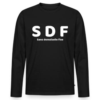 Sans Demoiselle Fixe - T-shirt manches longues Premium bio Homme - noir - Devant - Nico (187cm)