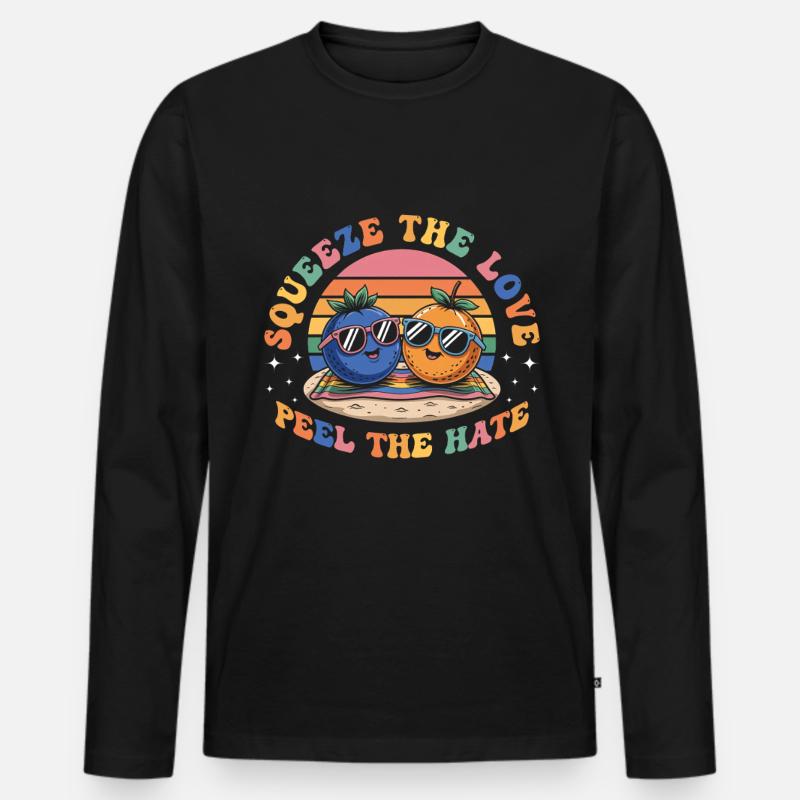 Fruchtig-lesbischer LGBT-Stolz-Monat - Männer Premium Bio Langarmshirt - Schwarz