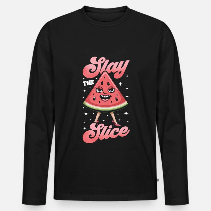 Fruchtig-lesbischer LGBT-Stolz-Monat - Männer Premium Bio Langarmshirt - Schwarz