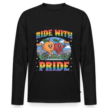 Mois, de la fierté LGBT lesbienne fruitée - T-shirt manches longues Premium bio Homme - noir - Devant - Nico (187cm)
