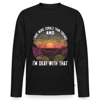 Aquarium Aquariophile Coral Fragging - T-shirt manches longues Premium bio Homme - noir - Devant - Nico (187cm)