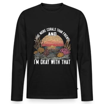 Aquarium Aquariophile Coral Fragging - T-shirt manches longues Premium bio Homme - noir - Devant - Nico (187cm)