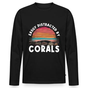 Aquarium Aquariophile Coral Fragging - T-shirt manches longues Premium bio Homme - noir - Devant - Nico (187cm)