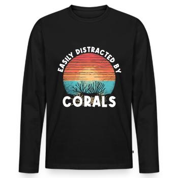 Aquarium Aquariophile Coral Fragging - T-shirt manches longues Premium bio Homme - noir - Devant - Nico (187cm)