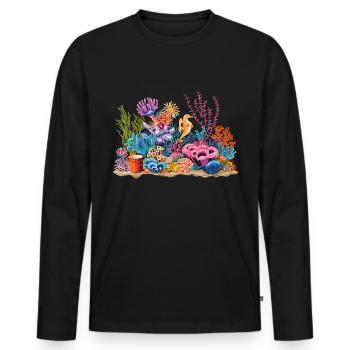 Aquarium Aquariophile Coral Fragging - T-shirt manches longues Premium bio Homme - noir - Devant - Nico (187cm)