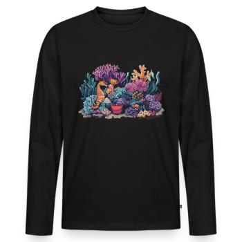 Aquarium Aquariophile Coral Fragging - T-shirt manches longues Premium bio Homme - noir - Devant - Nico (187cm)