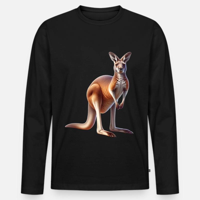 Känguru - Männer Premium Bio Langarmshirt - Schwarz