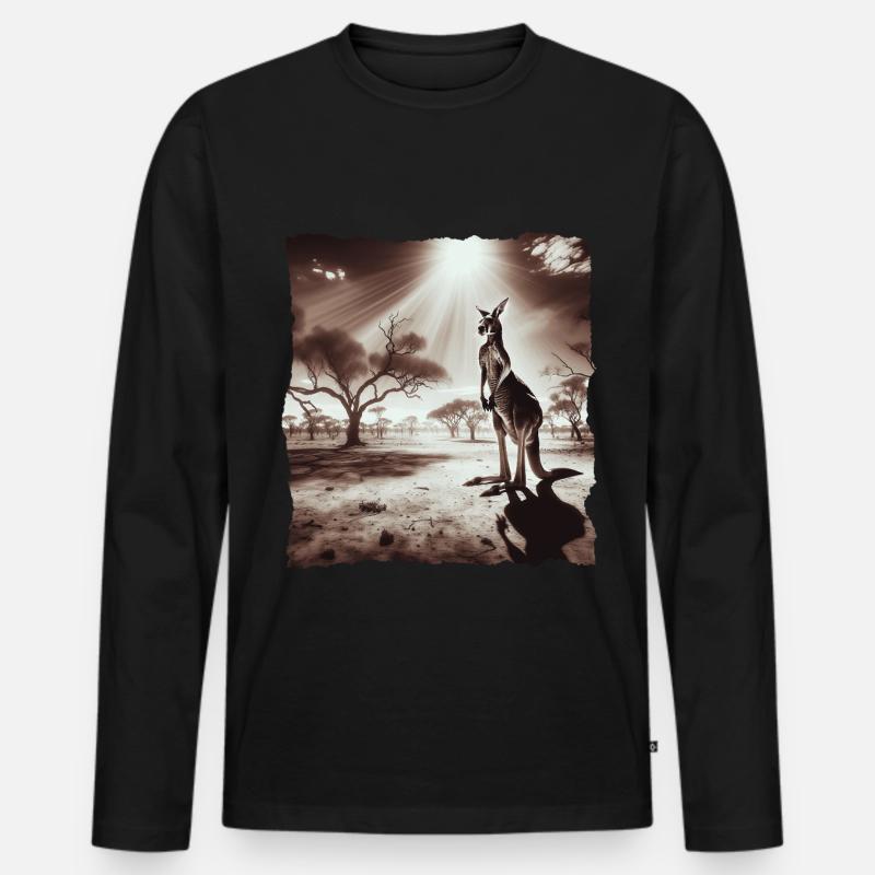 Känguru Kangaroo - Männer Premium Bio Langarmshirt - Schwarz