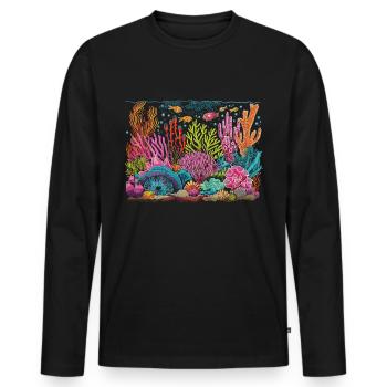 Aquarium Aquariophile Coral Fragging - T-shirt manches longues Premium bio Homme - noir - Devant - Nico (187cm)