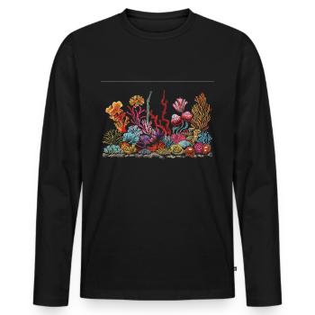 Aquarium Aquariophile Coral Fragging - T-shirt manches longues Premium bio Homme - noir - Devant - Nico (187cm)
