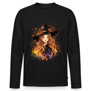 Gruselige Pin-up-hexe Halloween - Männer Premium Bio Langarmshirt - Schwarz - Vorne - Nico (187cm)