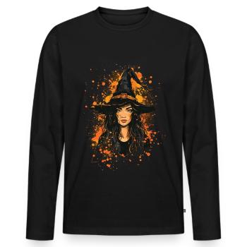 Gruselige Pin-up-hexe Halloween - Männer Premium Bio Langarmshirt - Schwarz - Vorne - Nico (187cm)