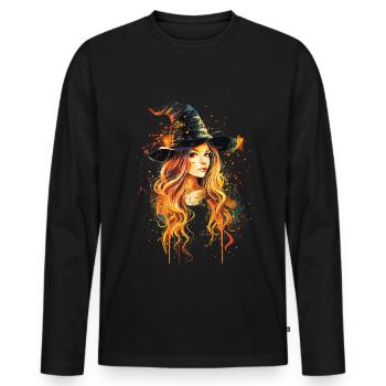 Gruselige Pin-up-hexe Halloween - Männer Premium Bio Langarmshirt - Schwarz - Vorne - Nico (187cm)