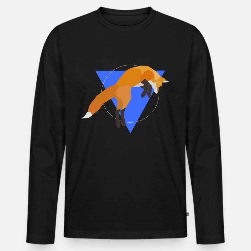 Geometric Fox Jumping - Männer Premium Bio Langarmshirt - Schwarz