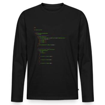 Programmation HTML. Chemise de ballot - T-shirt manches longues Premium bio Homme - noir - Devant - Nico (187cm)