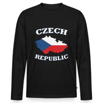 République Tchèque - T-shirt manches longues Premium bio Homme - noir - Devant - Nico (187cm)